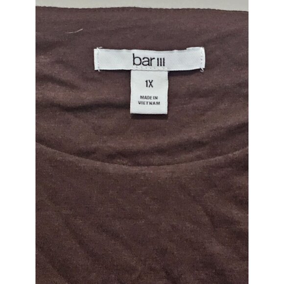Bar III Women's Crop Top Plus Size 1X Brown Bodycon Long Sleeve Cropped Shirt - Picture 6 of 9